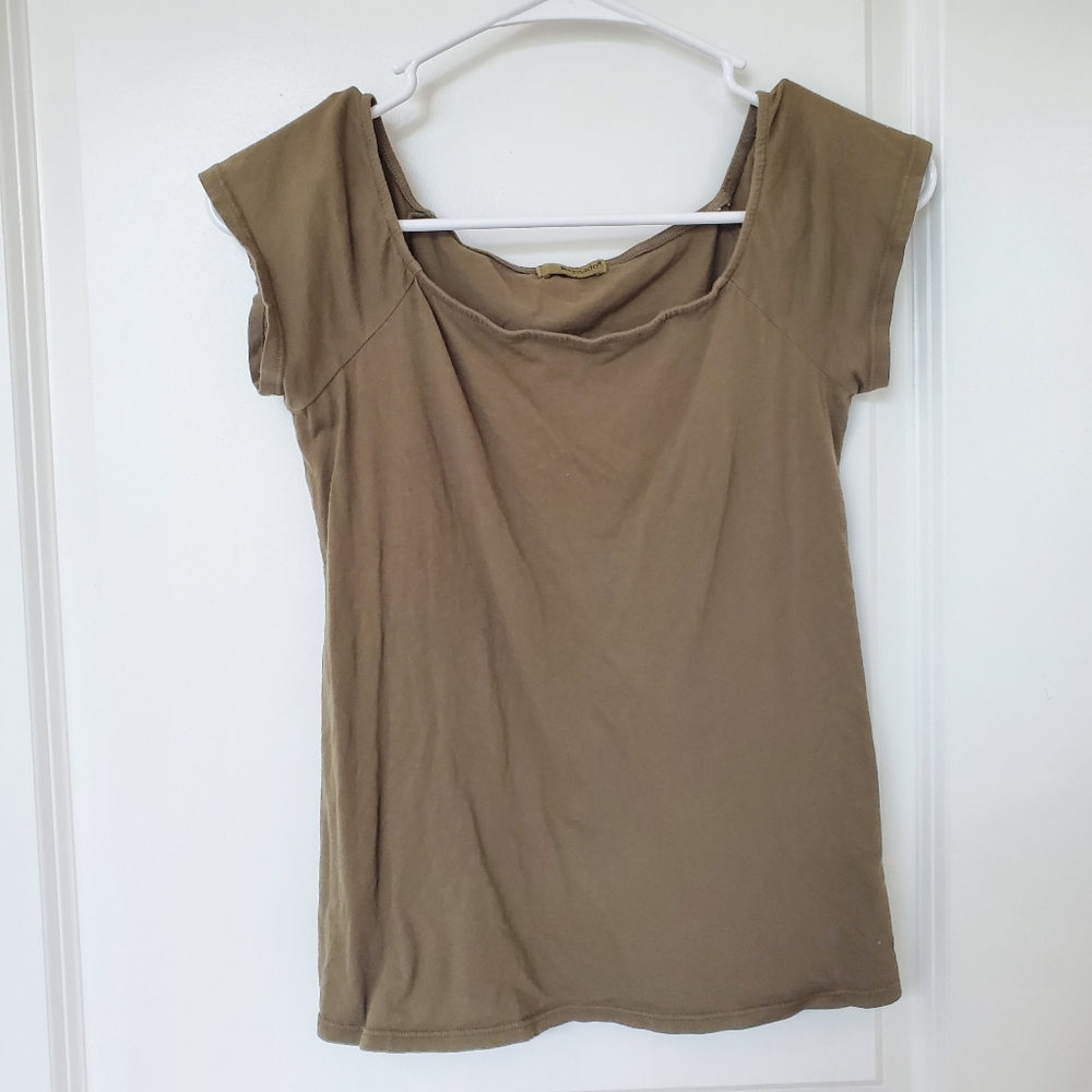 LA Made Olive Green Short Cap Sleeve Top